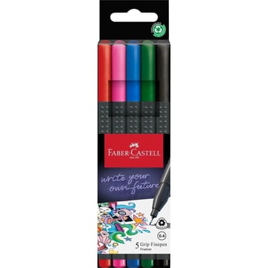 Лайнер Faber-Castell набір ручок капілярних Grip Finepen тригранна 0,4 мм, 5 кольорів (32143) - фото 1