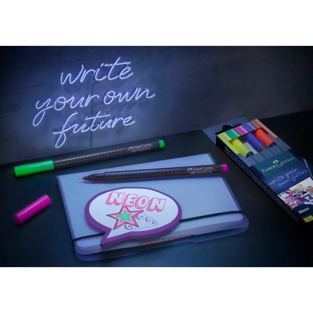 Лайнер Faber-Castell набір ручок капілярних Grip Finepen neon тригранна 0,4 мм, 5 кольорів (32144) - фото 3 Лайнер Faber-Castell набір ручок капілярних Grip Finepen neon тригранна 0,4 мм, 5 кольорів (32144) - фото 3