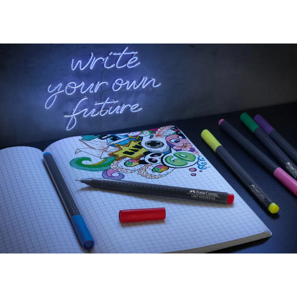 Лайнер Faber-Castell набір ручок капілярних Grip Finepen neon тригранна 0,4 мм, 5 кольорів (32144) - фото 4 Лайнер Faber-Castell набір ручок капілярних Grip Finepen neon тригранна 0,4 мм, 5 кольорів (32144) - фото 4