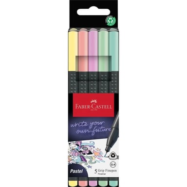 Лайнер Faber-Castell набір ручок капілярних Grip Finepen neon тригранна 0,4 мм, 5 кольорів (32145) - фото 1