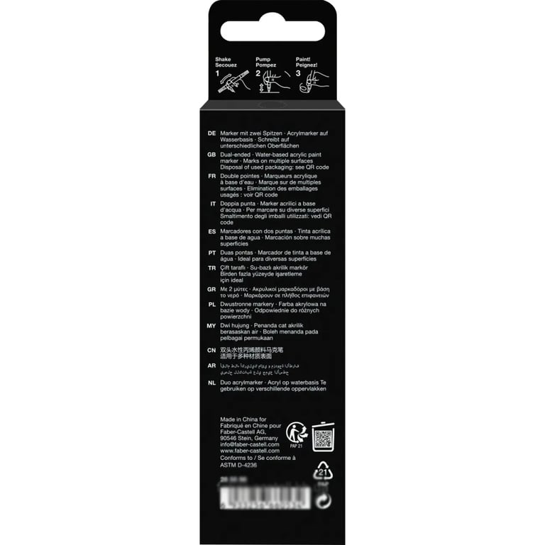 Набір маркерів Faber-Castell акриловий двобічний Black Edition Shake & Paint Acrylic Marker, колір чорний (33107) - фото 2