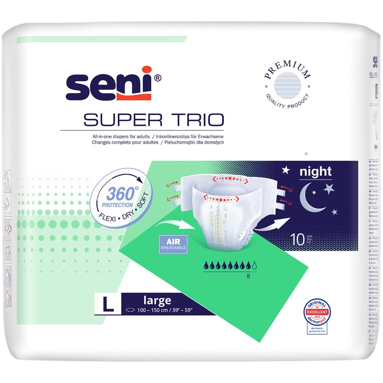 Підгузки для дорослих Seni Super Trio Large 100-150 см 10 шт (5900516803483)