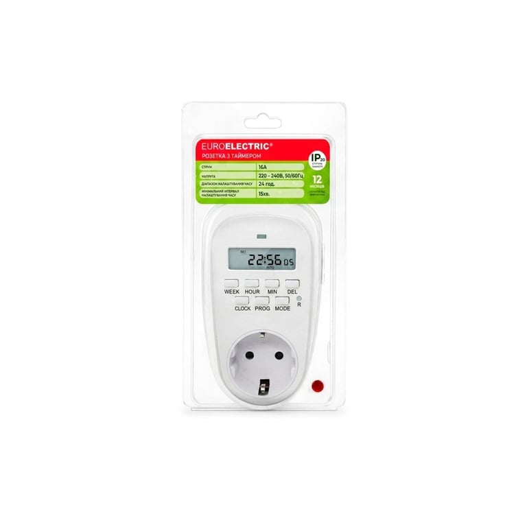 Таймер-розетка EUROELECTRIC 16A/3600W 7дн, White (ST-16A/3,60kW(E)) - фото 2