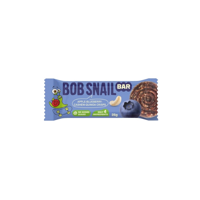 Батончик дитячий Bob Snail Яблуко, чорниця, кеш'ю та кріспи кіноа 35 г (1740728) - фото 1
