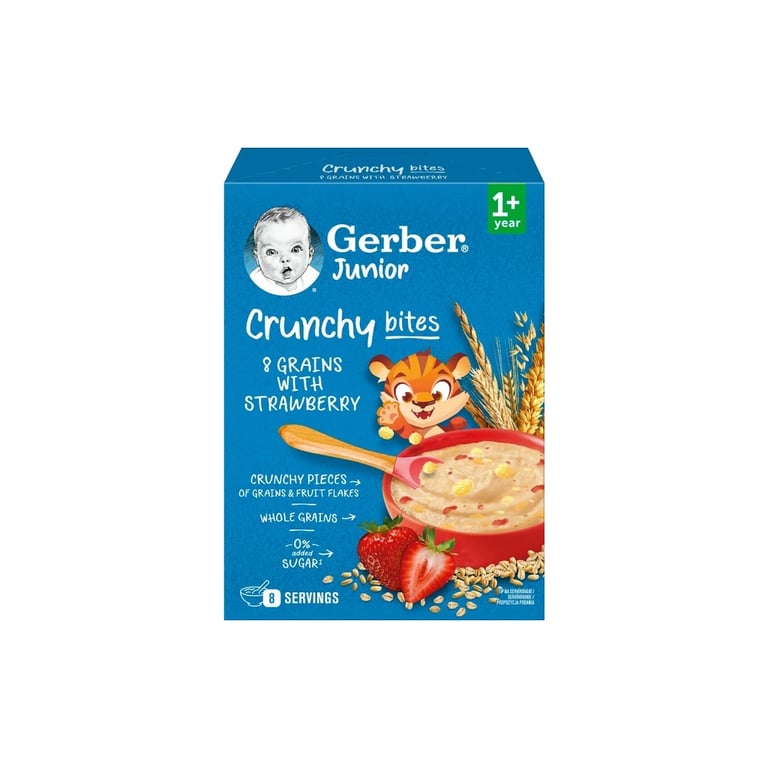 Дитяча каша Gerber Мультизлакова з хрусткими пластівцями та шматочками полуниці від 1 року 200 г (1100408) - фото 1