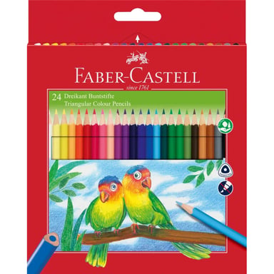 Олівці кольорові Faber-Castell 24 кольори тригранні + стругачка (120524) (21615) - фото 1