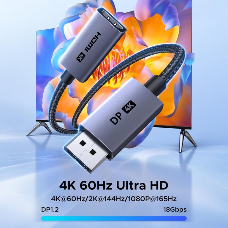 Кабель мультимедійний DisplayPort M to HDMI M 4K60Hz 18Gbps HDR10 3D Ugreen (95418) - фото 3