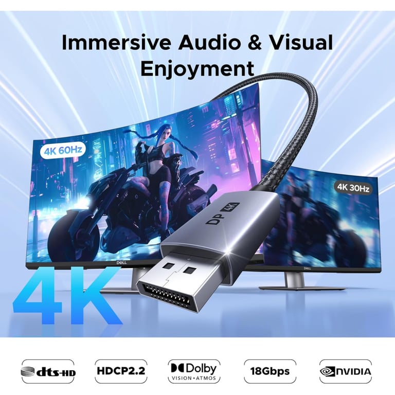 Кабель мультимедійний DisplayPort M to HDMI M 4K60Hz 18Gbps HDR10 3D Ugreen (95418) - фото 4