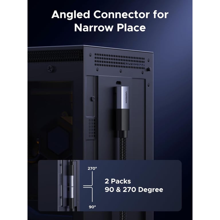 Перехідник HDMI M to HDMI F 8K60Hz 48Gbps 90° corner black Ugreen (85632) - фото 4