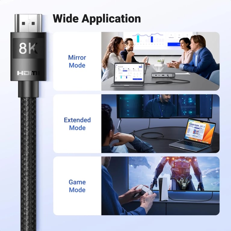Кабель мультимедійний HDMI M to HDMI M 10.0m 8K60Hz 48Gbps braided Ugreen (95966) - фото 8