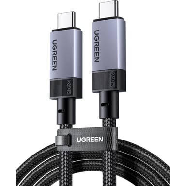 Дата кабель USB-C to USB-C 2.0m 240W 10Gbps braided black Ugreen (95619) - фото 1