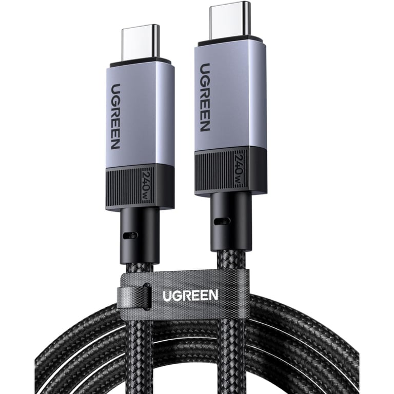 Дата кабель USB-C to USB-C 2.0m 240W 10Gbps braided black Ugreen (95619) - фото 1