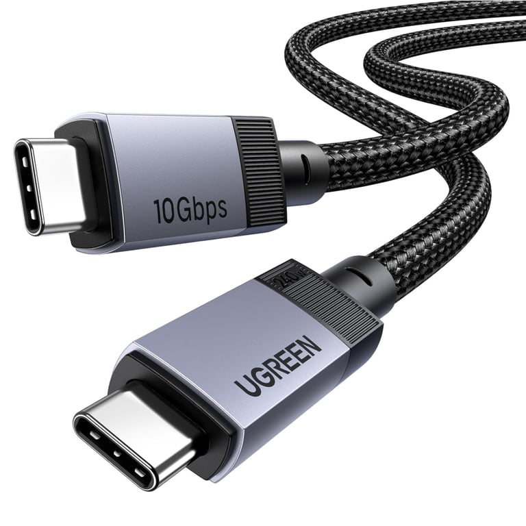 Дата кабель USB-C to USB-C 2.0m 240W 10Gbps braided black Ugreen (95619) - фото 2