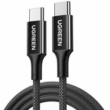 Дата кабель USB-C to USB-C 1.0m PD3.1 240W 480Mbps braided black Ugreen (75731) - фото 1