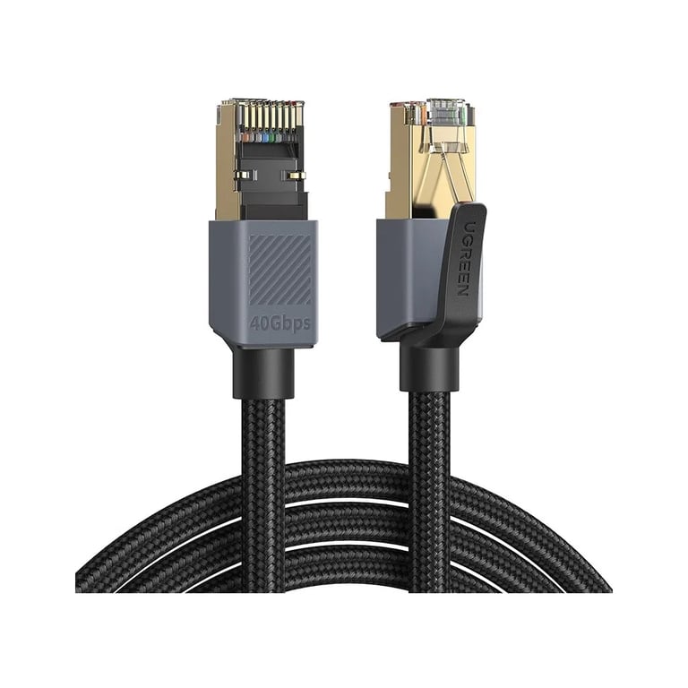 Патч-корд 2m F/FTP cat 8 RJ-45 black 40Gbps 2000MHz Ugreen (85370) - фото 1
