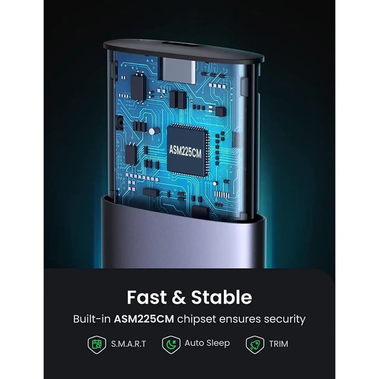 Кишеня зовнішня Ugreen USB-C to M.2 B-Key/M+B Key SSD 5Gbps SATA 3.0 aluminum 0.5m (10903) - фото 4