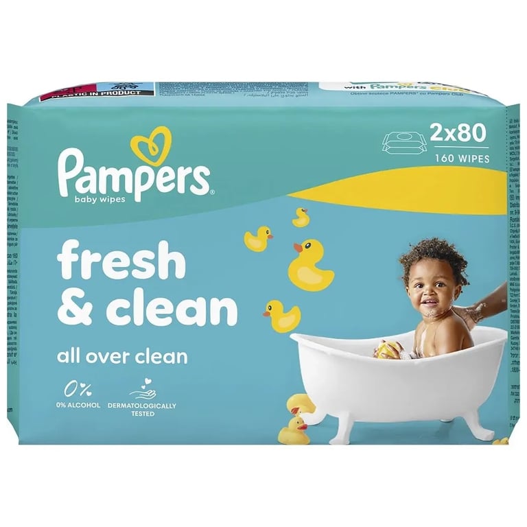 Дитячі вологі серветки Pampers Fresh Clean2x80 шт (160 шт) (8006530135269) - фото 1