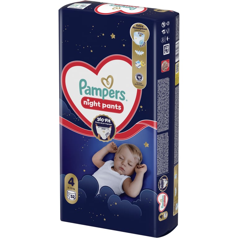 Підгузки Pampers Night Pants Розмір 4 (9-15 кг) 52 шт (8006530320665) - фото 2
