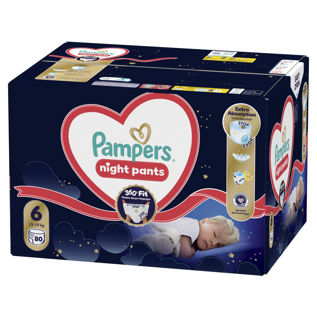 Підгузки Pampers Night Pants Розмір 6 (13-19 кг) 80 шт (8006530320511) - фото 2 Підгузки Pampers Night Pants Розмір 6 (13-19 кг) 80 шт (8006530320511) - фото 2