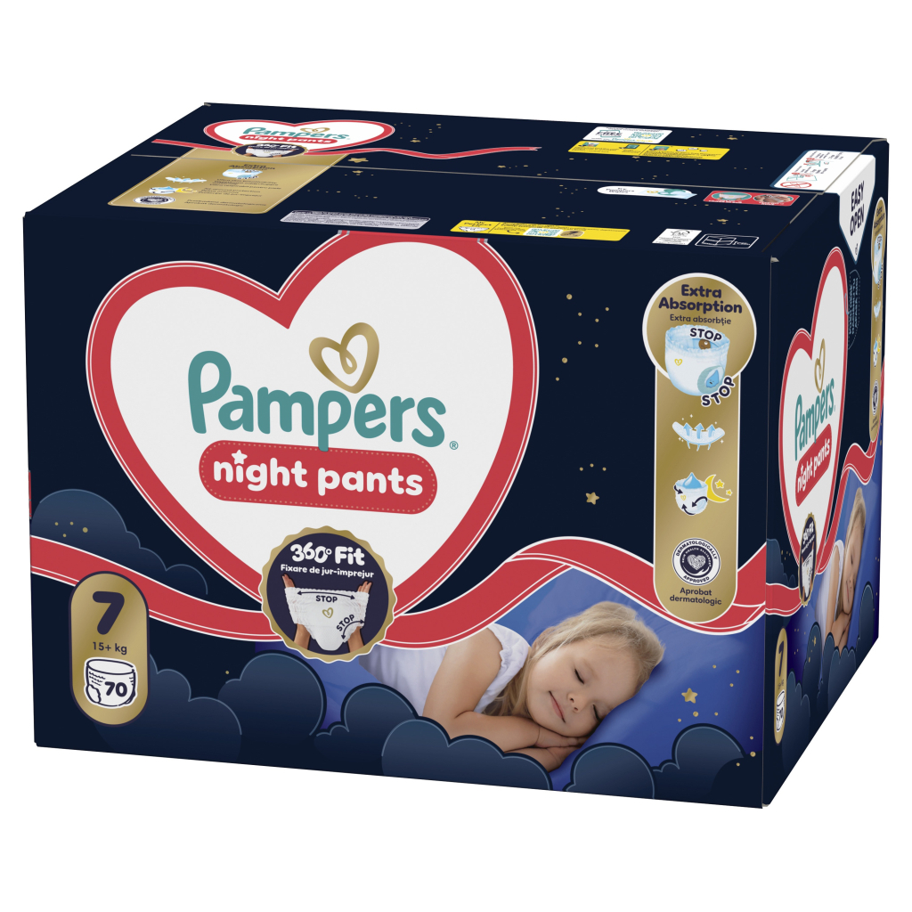 Підгузки Pampers Night Pants Розмір 7 (15+ кг) 70 шт (8006530320504) - фото 2 Підгузки Pampers Night Pants Розмір 7 (15+ кг) 70 шт (8006530320504) - фото 2