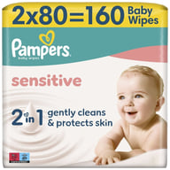 Дитячі вологі серветки Pampers Sensitive 2 x 80 шт(160 шт) (8006530135252) - фото 2