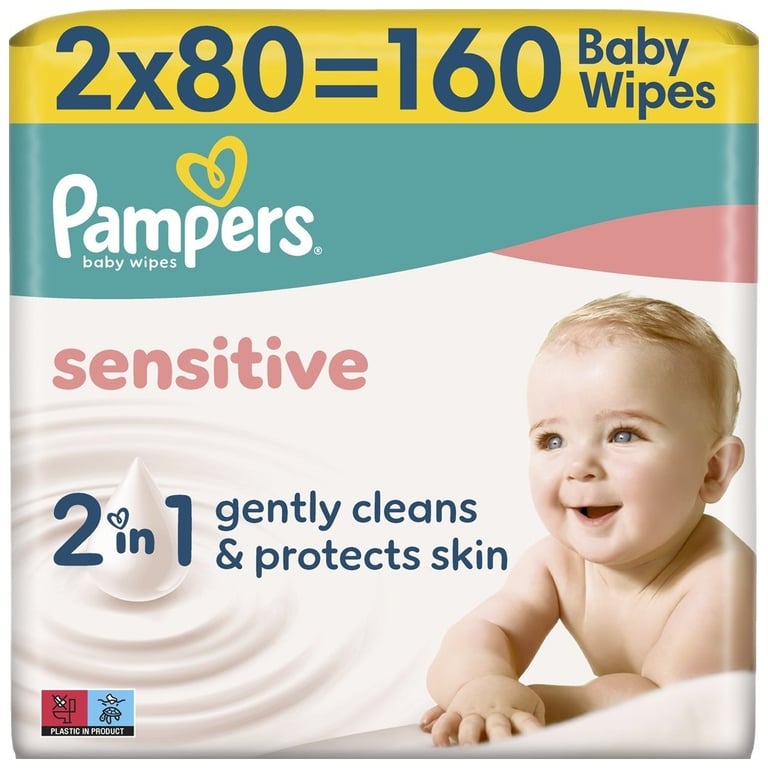 Дитячі вологі серветки Pampers Sensitive 2 x 80 шт(160 шт) (8006530135252) - фото 2