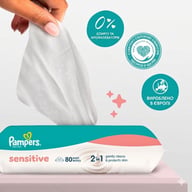 Дитячі вологі серветки Pampers Sensitive 2 x 80 шт(160 шт) (8006530135252) - фото 4