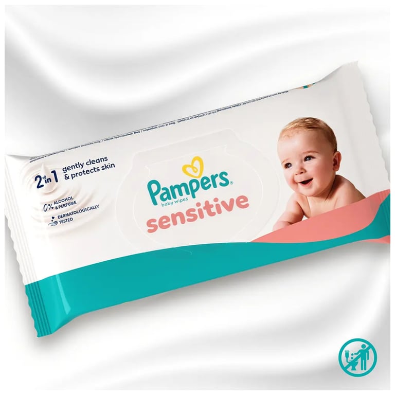 Дитячі вологі серветки Pampers Sensitive, 720 шт (8006530134750) - фото 6