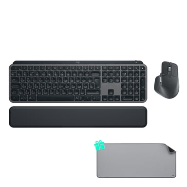 Комплект Logitech MX Keys for Business UA Graphite + Desk Mat Studio Series Mid Grey (MX920-010933) - фото 1