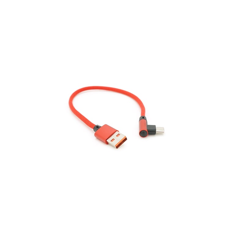 Дата кабель USB 2.0 AM to USB-C 0.25m QC3.0 PD 90° corner braided red Voltronic (YT-USB-TypeC-2.0m/R) - фото 3