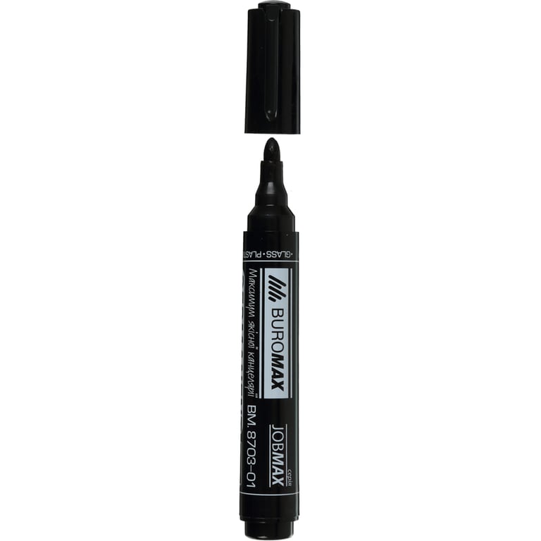 Маркер Buromax Permanent JOBMAX, round tip, black 2-4 мм (BM.8703-01) - фото 1