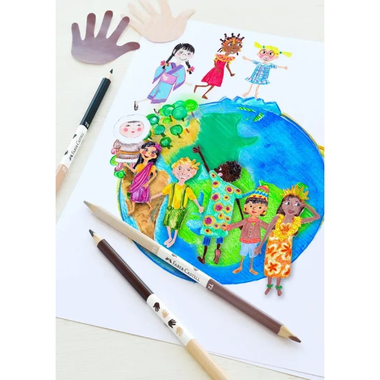 Олівці кольорові Faber-Castell Children of the World 24 кольору тригранні + 3 двосторонніх круглих, (511515) (32332) - фото 10