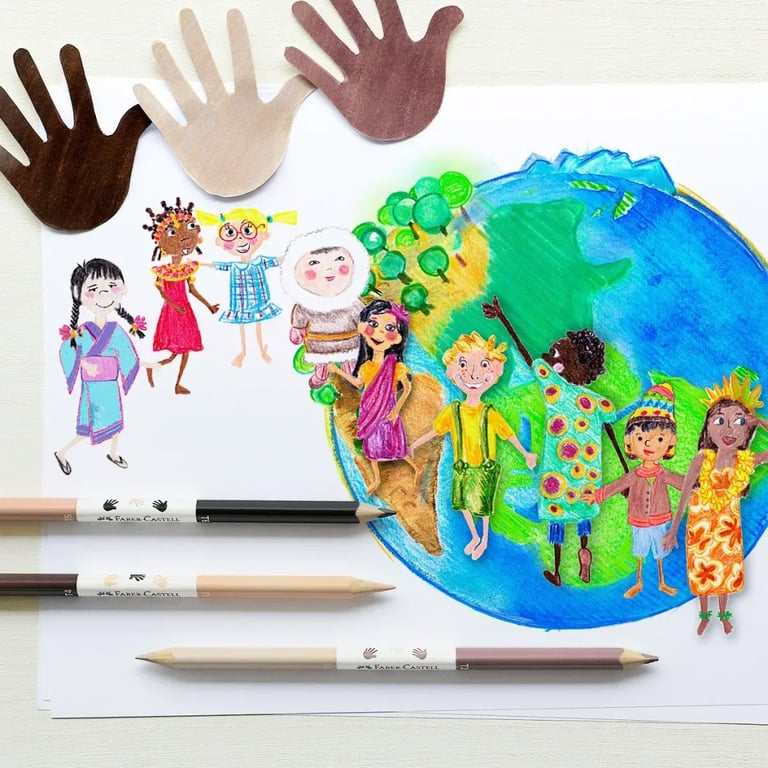 Олівці кольорові Faber-Castell Children of the World 24 кольору тригранні + 3 двосторонніх круглих, (511515) (32332) - фото 6
