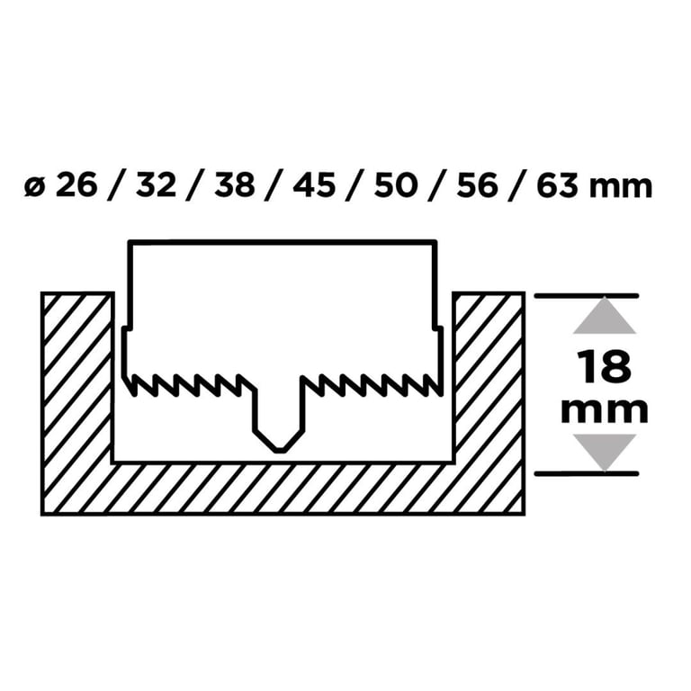 Коронка Graphite по дереву, загартовані зубці, 26–63х25мм, 7шт (56T751) - фото 2