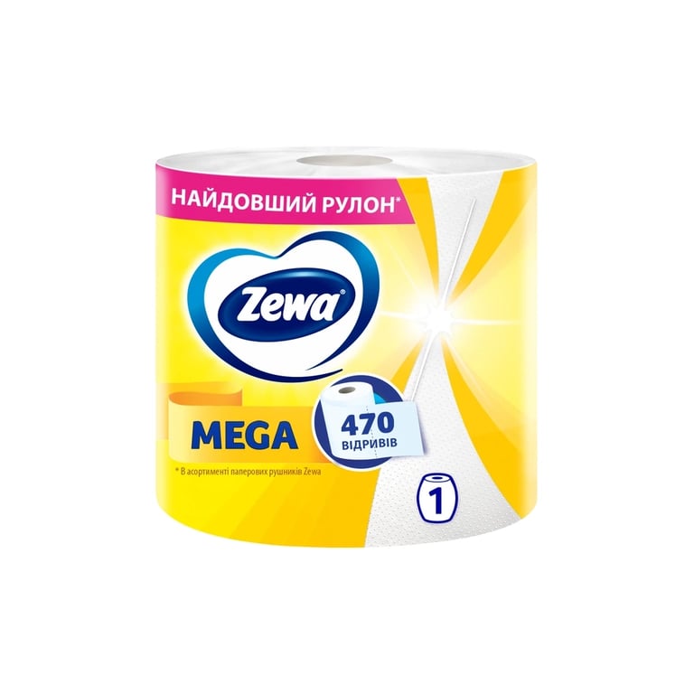 Паперові рушники Zewa Mega Roll 2 шари 470 відривів 1 рулон (7322542483046) - фото 1