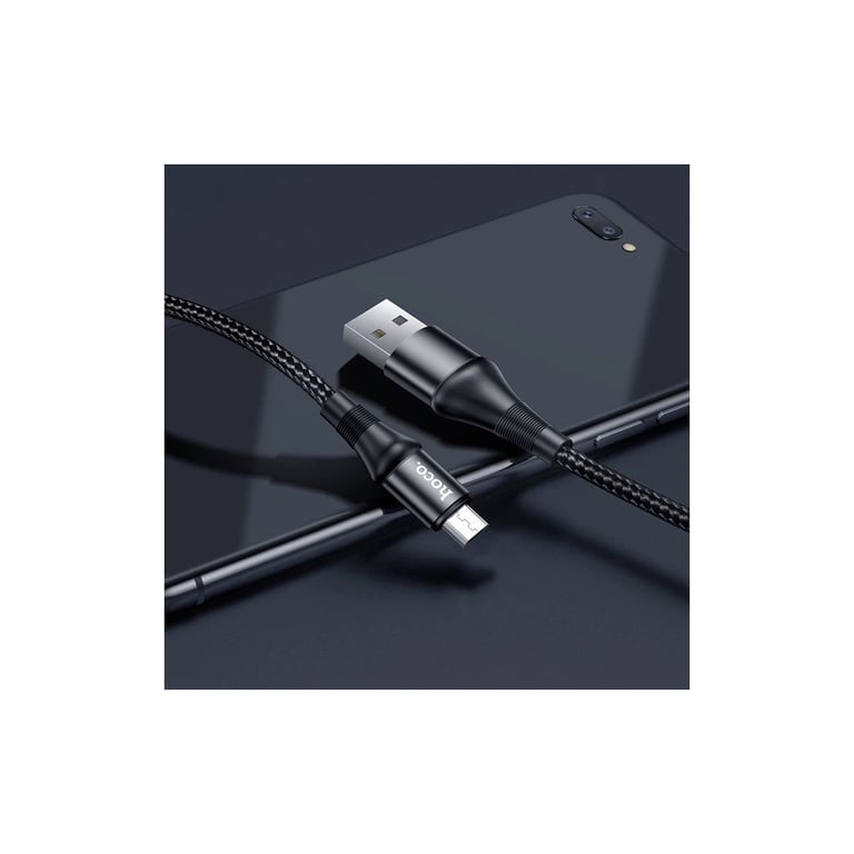 Дата кабель USB 2.0 AM to Micro 5P 1.0m 2.4A nylon X50 black HOCO (6931474734211) - фото 4