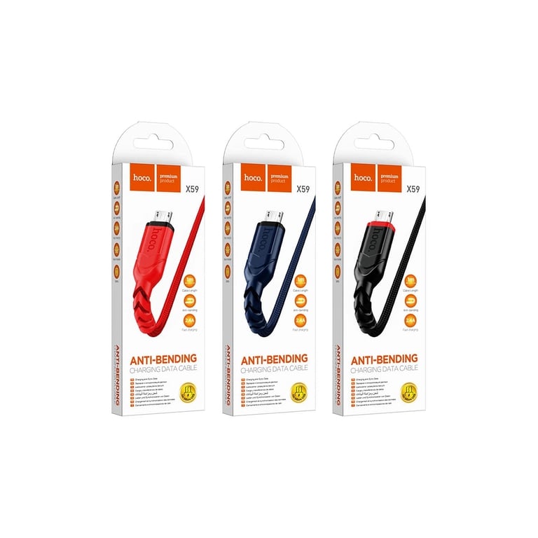 Дата кабель USB 2.0 AM to Micro 5P 1.0m 2.4A nylon X59 black HOCO (6931474744890) - фото 3