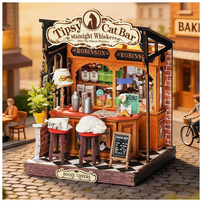 Конструктор Robotime Rolife дерев'яний 3DTipsy Cat Bar (DS054) - фото 2