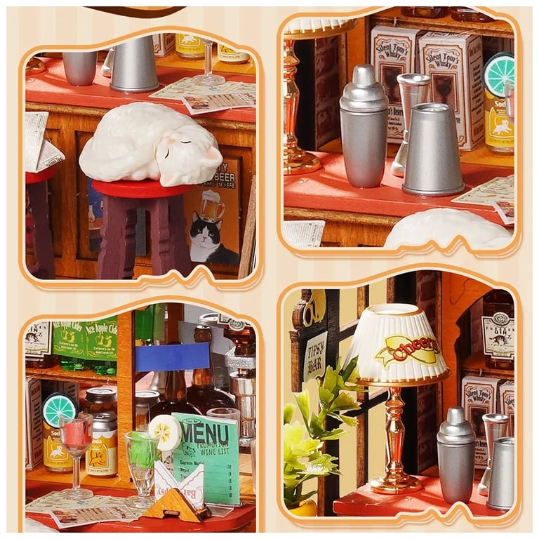 Конструктор Robotime Rolife дерев'яний 3DTipsy Cat Bar (DS054) - фото 3