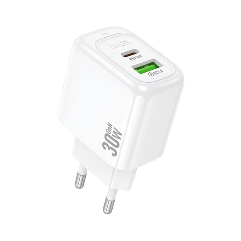 Зарядний пристрій HOCO CS55A 1xUSB-C PD30W + 1xUSB QC3.0 white (6942007631549) - фото 1