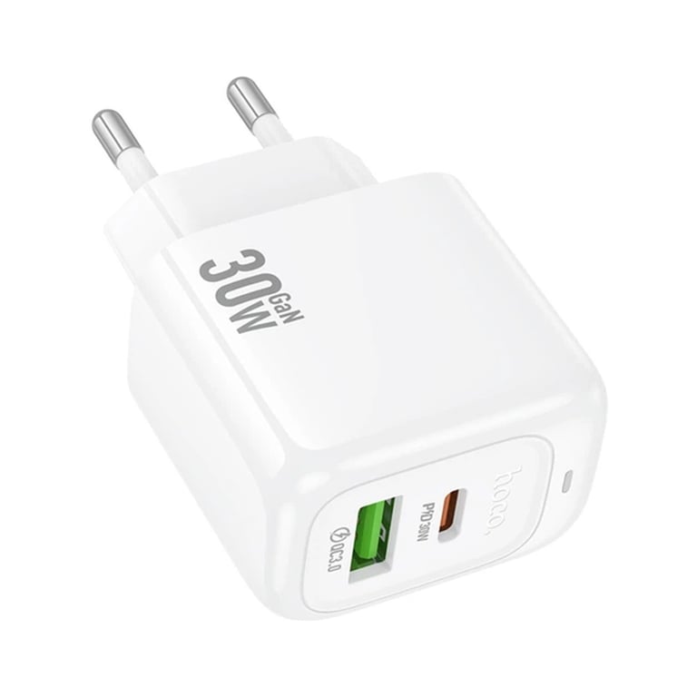 Зарядний пристрій HOCO CS55A 1xUSB-C PD30W + 1xUSB QC3.0 white (6942007631549) - фото 3