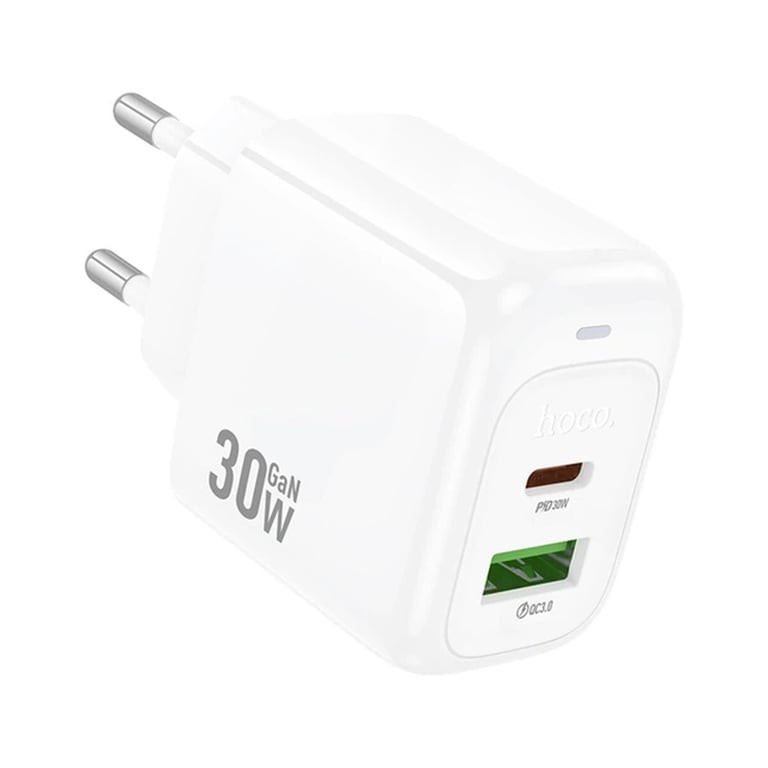 Зарядний пристрій HOCO CS55A 1xUSB-C PD30W + 1xUSB QC3.0 white (6942007631549) - фото 4