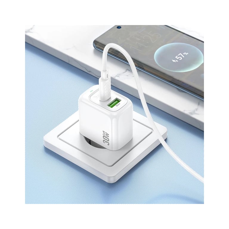Зарядний пристрій HOCO CS55A 1xUSB-C PD30W + 1xUSB QC3.0 white (6942007631549) - фото 8