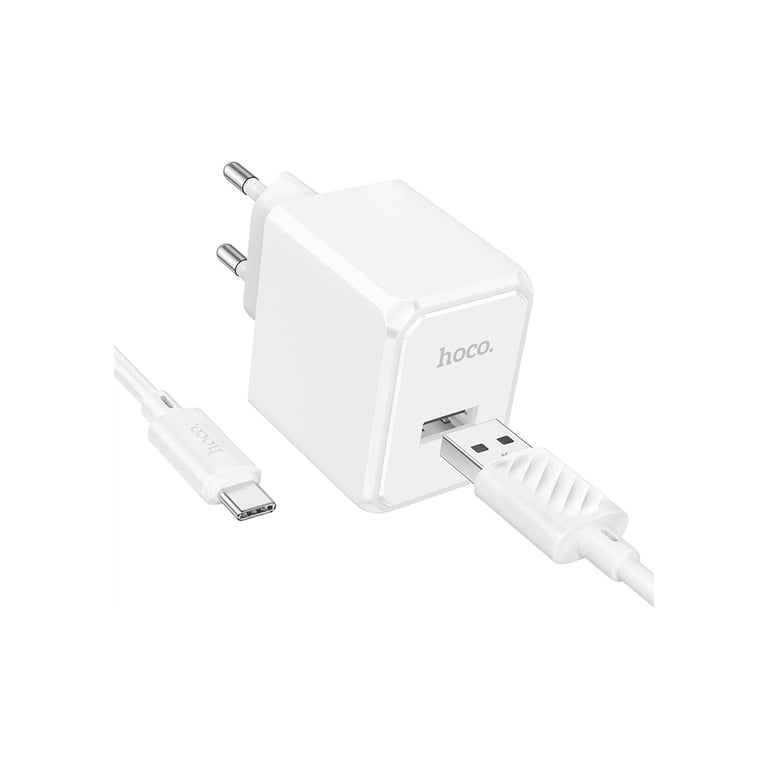 Зарядний пристрій HOCO CS11A USB + cable USB to USB-C white (6942007603614) - фото 1