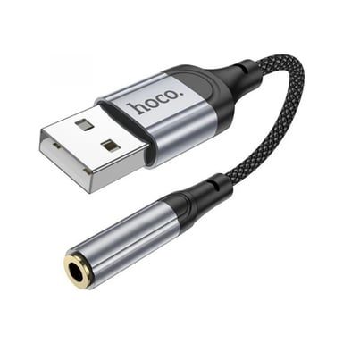 Кабель мультимедійний USB AM to 3.5mm F LS36 black HOCO (6942007608879) - фото 1