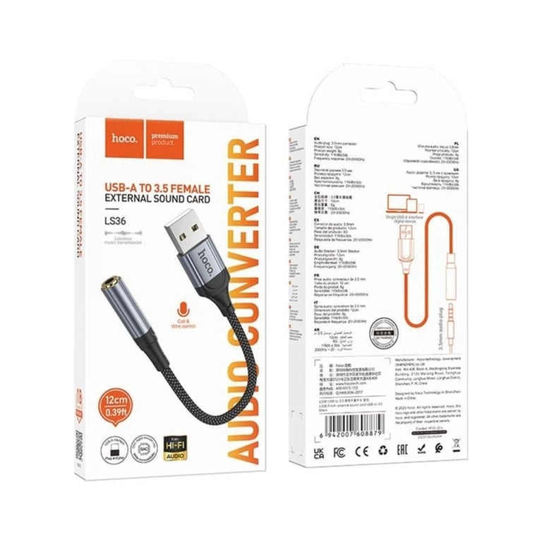 Кабель мультимедійний USB AM to 3.5mm F LS36 black HOCO (6942007608879) - фото 4