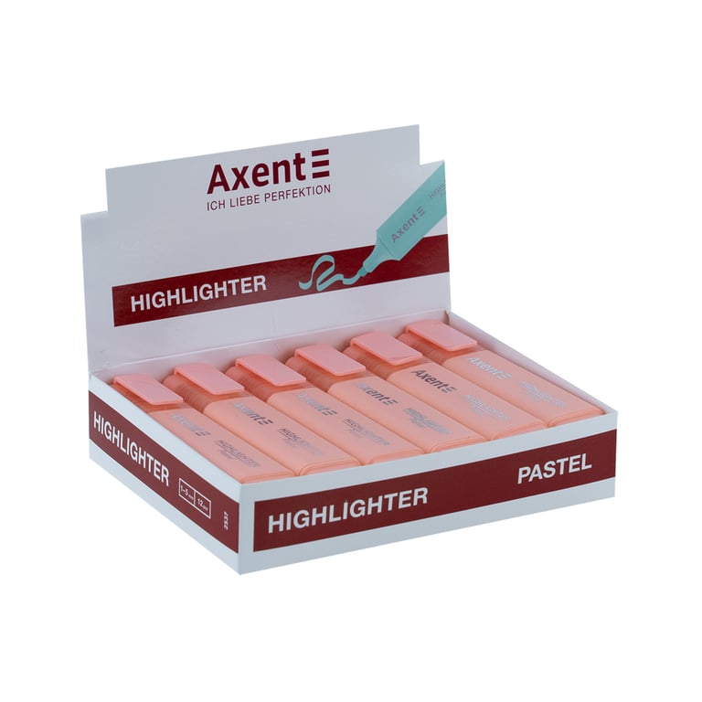 Маркер Axent Highlighter 2537-A, 1-5 мм клиноп. пастель рожевий (2537-24-A) - фото 2