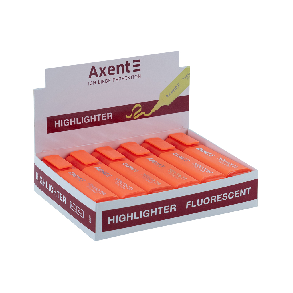 Маркер Axent Highlighter 2537-A, 1-5 мм клиноп. помаранчевий (2537-12-A) - фото 2 Маркер Axent Highlighter 2537-A, 1-5 мм клиноп. помаранчевий (2537-12-A) - фото 2