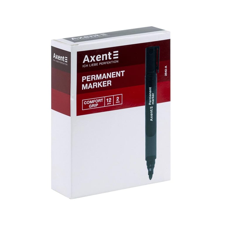 Маркер Axent Permanent Comfort Grip 2542-A, 2 мм круглий чорний (2542-01-A) - фото 2