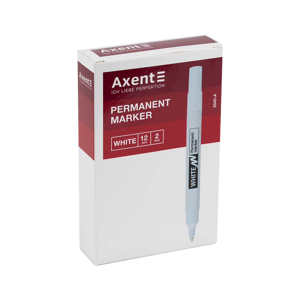 Маркер Axent Permanent White 2545-A, 2 мм круглий білий (2545-A) - фото 2 Маркер Axent Permanent White 2545-A, 2 мм круглий білий (2545-A) - фото 2